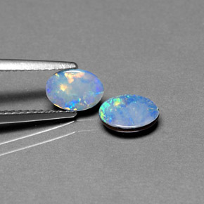 캐럿 천연 멀티컬러 오팔 더블릿 보석, 타원형 컷, 7.2×5.1 mm, 불투명체