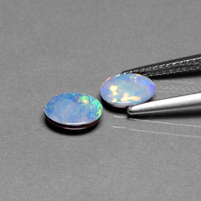 캐럿 천연 멀티컬러 오팔 더블릿 보석, 타원형 컷, 7.2×5.1 mm, 불투명체