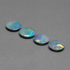 캐럿 천연 멀티컬러 오팔 더블릿 보석, 타원형 컷, 7.1×5 mm, 불투명체