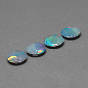 캐럿 천연 멀티컬러 오팔 더블릿 보석, 타원형 컷, 7.1×5 mm, 불투명체