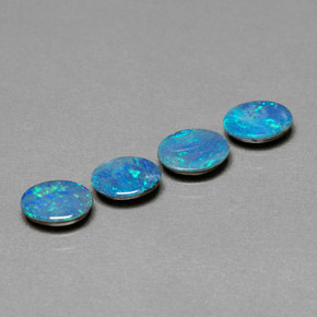 캐럿 천연 멀티컬러 오팔 더블릿 보석, 타원형 컷, 7.1×5.1 mm, 불투명체