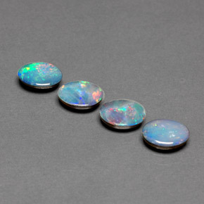 캐럿 천연 멀티컬러 오팔 더블릿 보석, 타원형 컷, 6.9×5.1 mm, 불투명체