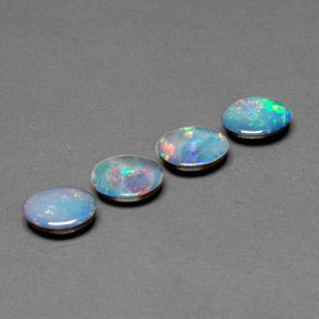 캐럿 천연 멀티컬러 오팔 더블릿 보석, 타원형 컷, 6.9×5.1 mm, 불투명체