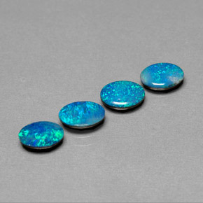 캐럿 천연 멀티컬러 오팔 더블릿 보석, 타원형 컷, 6.8×4.8 mm, 불투명체