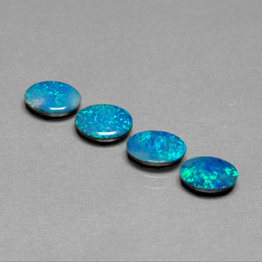 캐럿 천연 멀티컬러 오팔 더블릿 보석, 타원형 컷, 6.8×4.8 mm, 불투명체