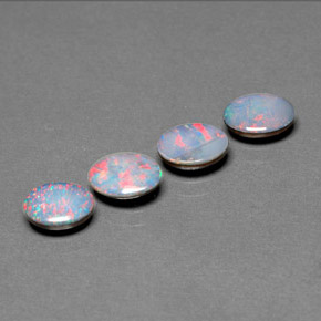 캐럿 천연 멀티컬러 오팔 더블릿 보석, 타원형 컷, 7.1×5 mm, 불투명체