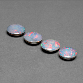 캐럿 천연 멀티컬러 오팔 더블릿 보석, 타원형 컷, 7.1×5 mm, 불투명체