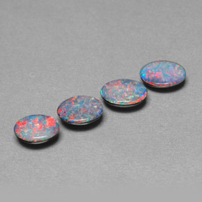 캐럿 천연 멀티컬러 오팔 더블릿 보석, 타원형 컷, 6.9×5 mm, 불투명체