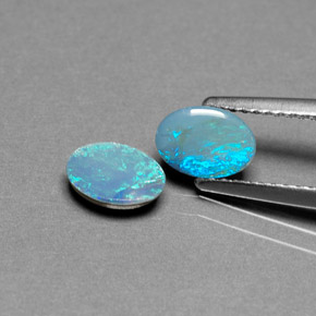 캐럿 천연 멀티컬러 오팔 더블릿 보석, 타원형 컷, 6.9×4.9 mm, 불투명체
