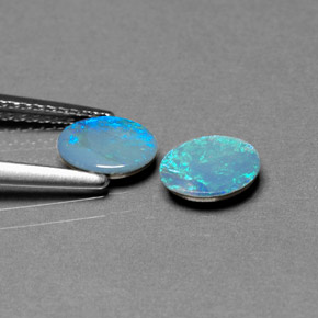 캐럿 천연 멀티컬러 오팔 더블릿 보석, 타원형 컷, 6.9×4.9 mm, 불투명체