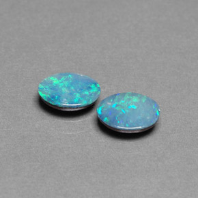 캐럿 천연 멀티컬러 오팔 더블릿 보석, 타원형 컷, 6.9×5 mm, 불투명체