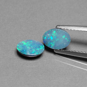 캐럿 천연 멀티컬러 오팔 더블릿 보석, 타원형 컷, 6.9×5 mm, 불투명체