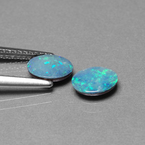 캐럿 천연 멀티컬러 오팔 더블릿 보석, 타원형 컷, 6.9×5 mm, 불투명체