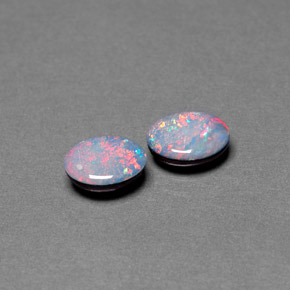 캐럿 천연 멀티컬러 오팔 더블릿 보석, 타원형 컷, 6.9×5.2 mm, 불투명체