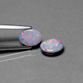 캐럿 천연 멀티컬러 오팔 더블릿 보석, 타원형 컷, 6.9×5.2 mm, 불투명체