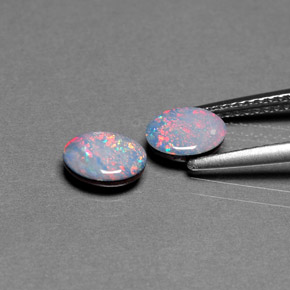 캐럿 천연 멀티컬러 오팔 더블릿 보석, 타원형 컷, 6.9×5.2 mm, 불투명체