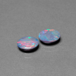 캐럿 천연 멀티컬러 오팔 더블릿 보석, 타원형 컷, 7.1×5.3 mm, 불투명체