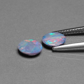 캐럿 천연 멀티컬러 오팔 더블릿 보석, 타원형 컷, 7.1×5.3 mm, 불투명체