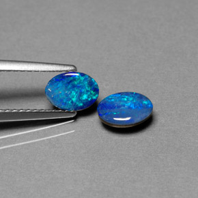 캐럿 천연 다색 오팔 이중선 보석, 타원형 컷, 불투명체