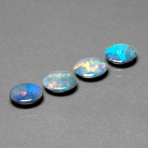 캐럿 천연 멀티컬러 오팔 더블릿 보석, 타원형 컷, 7.2×5.1 mm, 불투명체