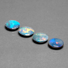 캐럿 천연 멀티컬러 오팔 더블릿 보석, 타원형 컷, 7.2×5.1 mm, 불투명체