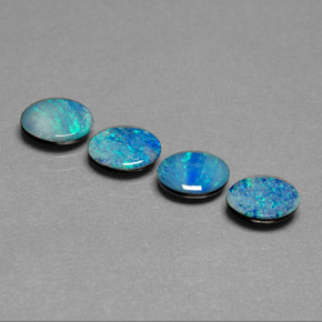캐럿 천연 멀티컬러 오팔 더블릿 보석, 타원형 컷, 7.1×5.1 mm, 불투명체