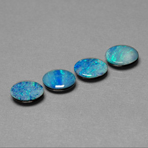 캐럿 천연 멀티컬러 오팔 더블릿 보석, 타원형 컷, 7.1×5.1 mm, 불투명체