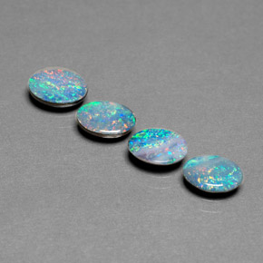 캐럿 천연 멀티컬러 오팔 더블릿 보석, 타원형 컷, 7×5 mm, 불투명체
