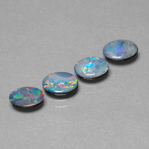 캐럿 천연 멀티컬러 오팔 더블릿 보석, 타원형 컷, 6.9×5 mm, 불투명체