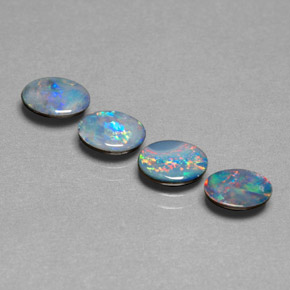 캐럿 천연 멀티컬러 오팔 더블릿 보석, 타원형 컷, 6.9×5 mm, 불투명체