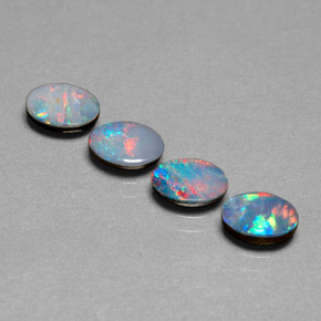 캐럿 천연 멀티컬러 오팔 더블릿 보석, 타원형 컷, 7×5 mm, 불투명체
