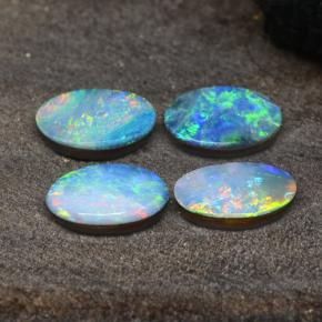 2.36캐럿 천연 멀티컬러 오팔 더블릿 보석, 타원형 컷, 7.1×4.9 mm, 불투명체