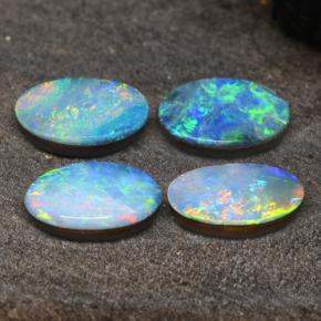 2.36캐럿 천연 멀티컬러 오팔 더블릿 보석, 타원형 컷, 7.1×4.9 mm, 불투명체