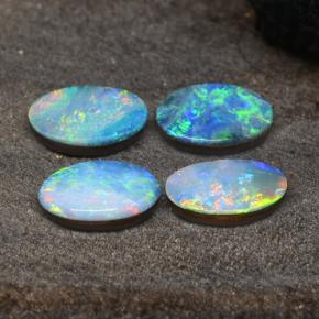 2.36캐럿 천연 멀티컬러 오팔 더블릿 보석, 타원형 컷, 7.1×4.9 mm, 불투명체