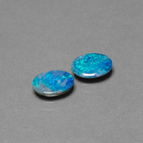 캐럿 천연 멀티컬러 오팔 더블릿 보석, 타원형 컷, 7.2×5.1 mm, 불투명체