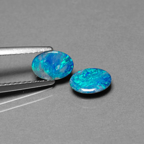 캐럿 천연 멀티컬러 오팔 더블릿 보석, 타원형 컷, 7.2×5.1 mm, 불투명체