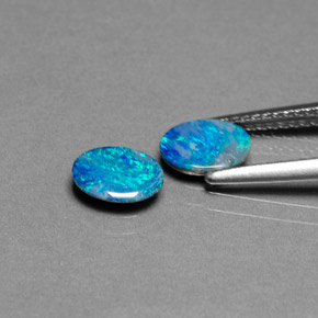 캐럿 천연 멀티컬러 오팔 더블릿 보석, 타원형 컷, 7.2×5.1 mm, 불투명체