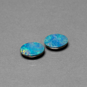 캐럿 천연 멀티컬러 오팔 더블릿 보석, 타원형 컷, 6.9×5 mm, 불투명체