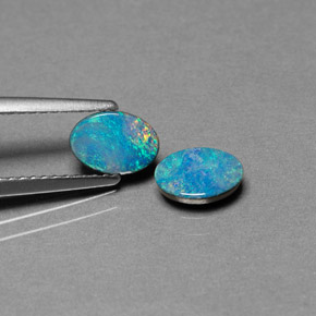 캐럿 천연 멀티컬러 오팔 더블릿 보석, 타원형 컷, 6.9×5 mm, 불투명체