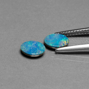 캐럿 천연 멀티컬러 오팔 더블릿 보석, 타원형 컷, 6.9×5 mm, 불투명체