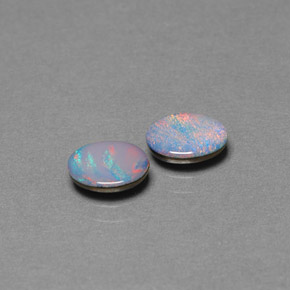 캐럿 천연 멀티컬러 오팔 더블릿 보석, 타원형 컷, 7.1×5 mm, 불투명체
