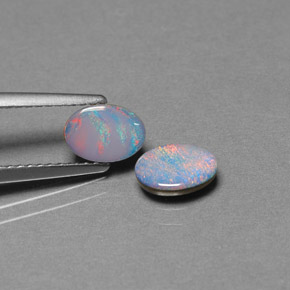 캐럿 천연 멀티컬러 오팔 더블릿 보석, 타원형 컷, 7.1×5 mm, 불투명체