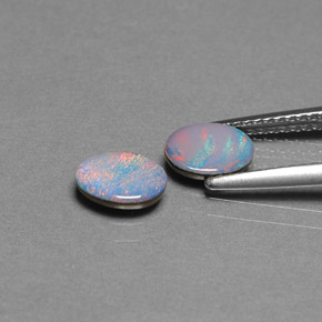 캐럿 천연 멀티컬러 오팔 더블릿 보석, 타원형 컷, 7.1×5 mm, 불투명체