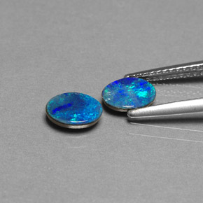 캐럿 천연 멀티컬러 오팔 더블릿 보석, 타원형 컷, 6.8×4.9 mm, 불투명체