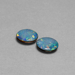 캐럿 천연 멀티컬러 오팔 더블릿 보석, 타원형 컷, 7.4×5.4 mm, 불투명체