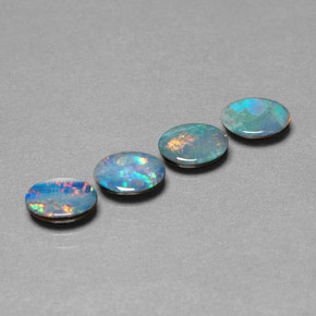 캐럿 천연 멀티컬러 오팔 더블릿 보석, 타원형 컷, 6.9×5 mm, 불투명체