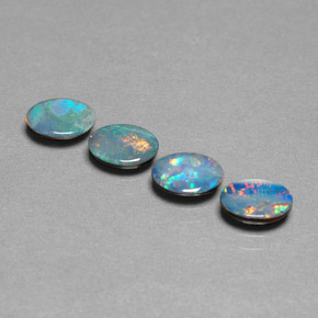 캐럿 천연 멀티컬러 오팔 더블릿 보석, 타원형 컷, 6.9×5 mm, 불투명체