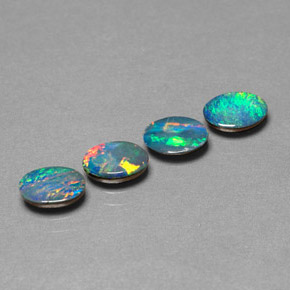 캐럿 천연 멀티컬러 오팔 더블릿 보석, 타원형 컷, 7×5 mm, 불투명체