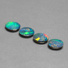 캐럿 천연 멀티컬러 오팔 더블릿 보석, 타원형 컷, 7×5 mm, 불투명체
