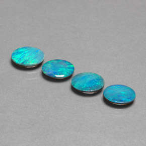 캐럿 천연 멀티컬러 오팔 더블릿 보석, 타원형 컷, 6.8×4.9 mm, 불투명체